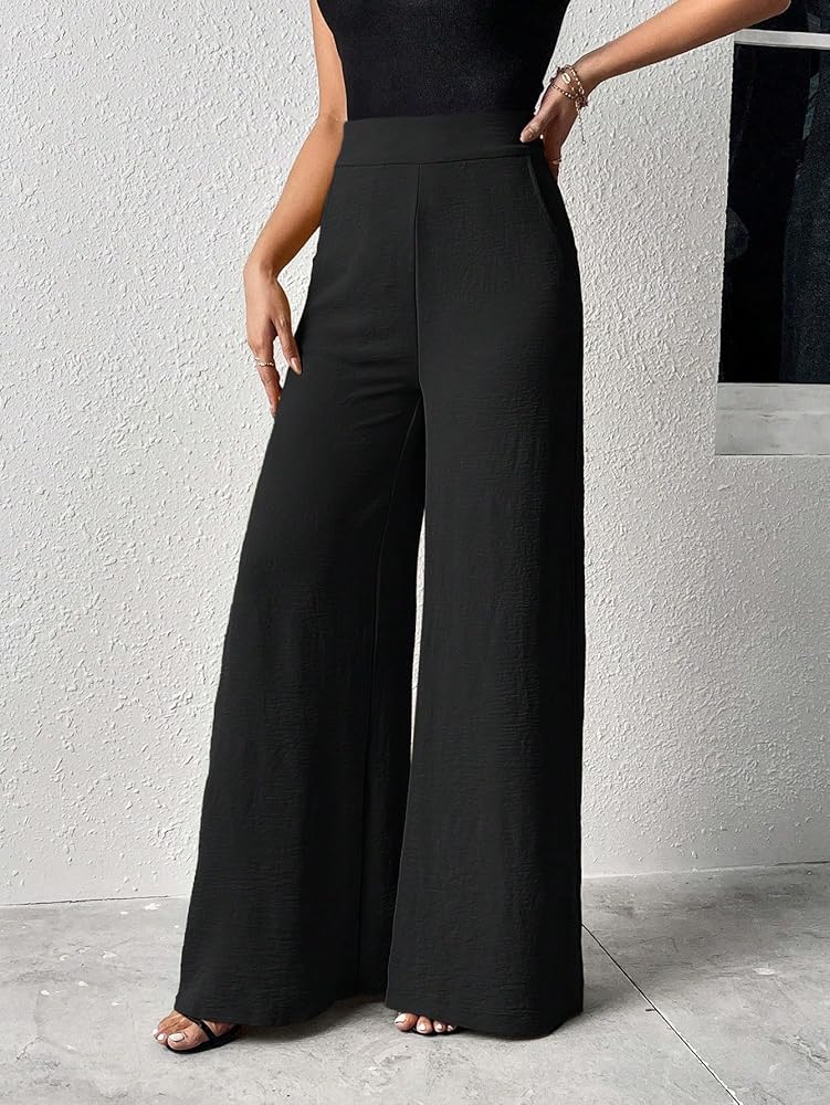 KAIZE lightweight summer pants women Slit Wide Leg Pants